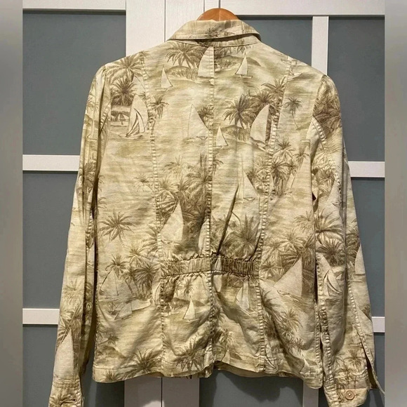 Liz Claiborne Tropical Palm Tree Print Cotton Button up Jacket Women’s Med EUC - Picture 5 of 6